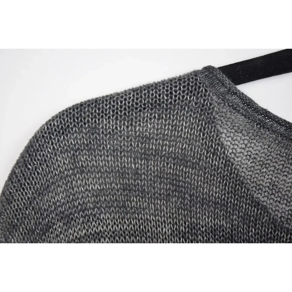 Eileen Fisher Womens Sweater Open Knit Linen Gray Striped Long Sleeve Sz Medium - Picture 10 of 16